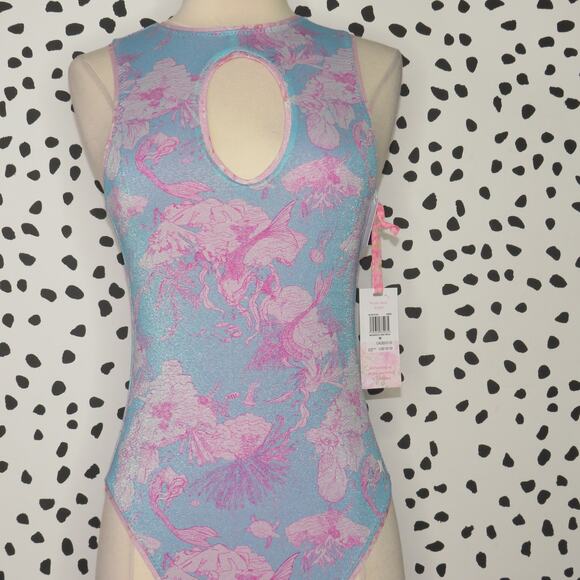 LoveShackFancy x Hurley Under the Sea Mermaid Print Cut Out One Piece Swimsuit - Picture 6 of 16